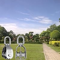 Vista 6 de Bloque de polea doble M20, grúa de cuerda de alambre de acero inoxidable, bloque de polea doble, grúa de elevación M20, gancho giratorio, bloque