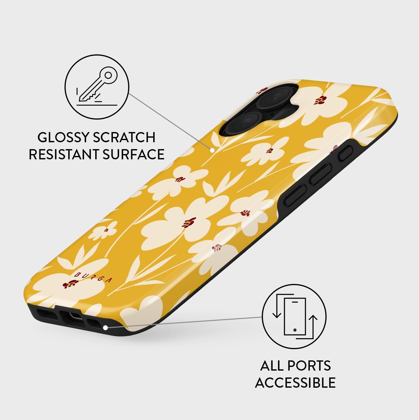 BURGA Phone Case for iPhone 16 - Cute, Trendy, Aesthetic, Pattern Phone Cover, Hard Shell Protection - fits Apple iPhone 16 Case for Women and Men