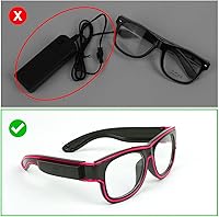 Vista 5 de Ainiv Gafas de luz inalámbrica, 3 modos, LED luminosas, que brillan en la oscuridad, para fiestas, DJ, EDM, Halloween, Navidad Inalámbrico - Rosa