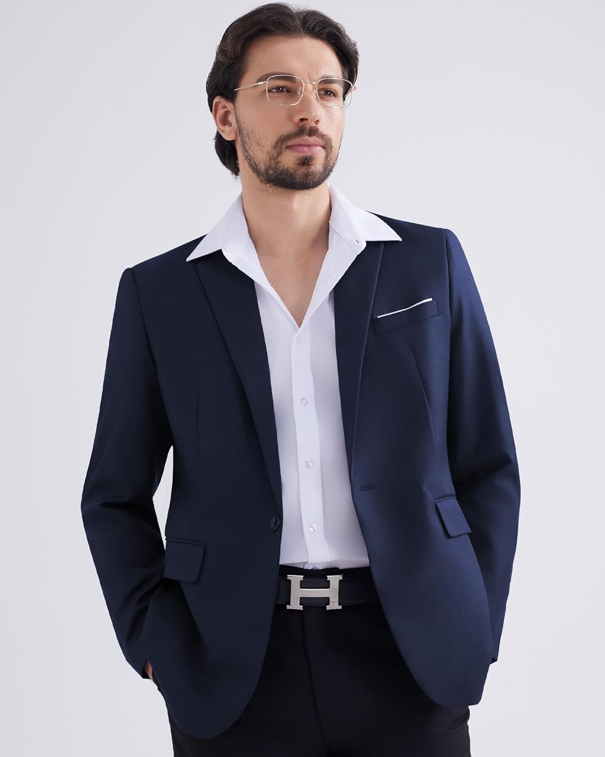 MAGE MALE Men's One Button Blazer Casual Solid Color Suit Jacket Slim Fit Lightweight Sport Coats Blazers - Image 5