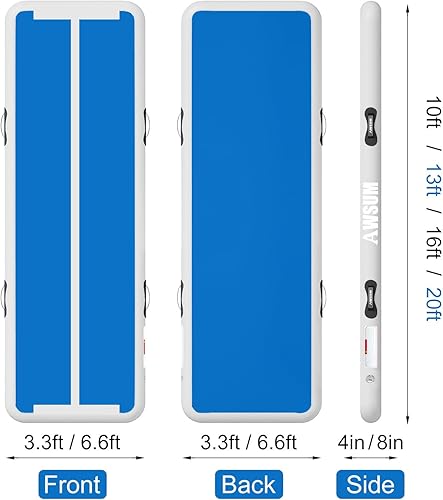 Miniatura 21 de AWSUM - Colchoneta inflable para gimnasia y acrobacias, 8 ó 4 pulgadas de grosor, incluye bomba eléctrica, para hogar, gimnasio o exterior, 10, 13