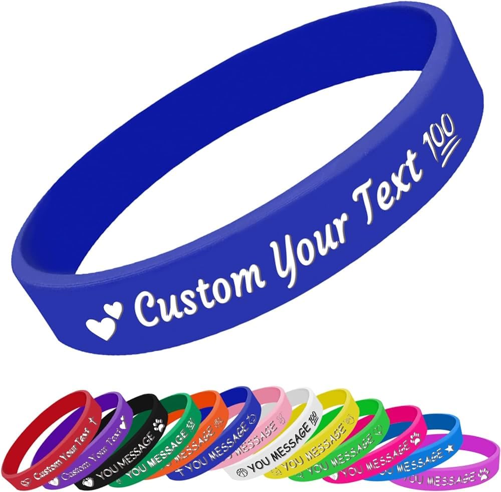 Lotto da 100 a 1000 Braccialetti in PVC in gomma siliconica personalizzati a colori con stampa
