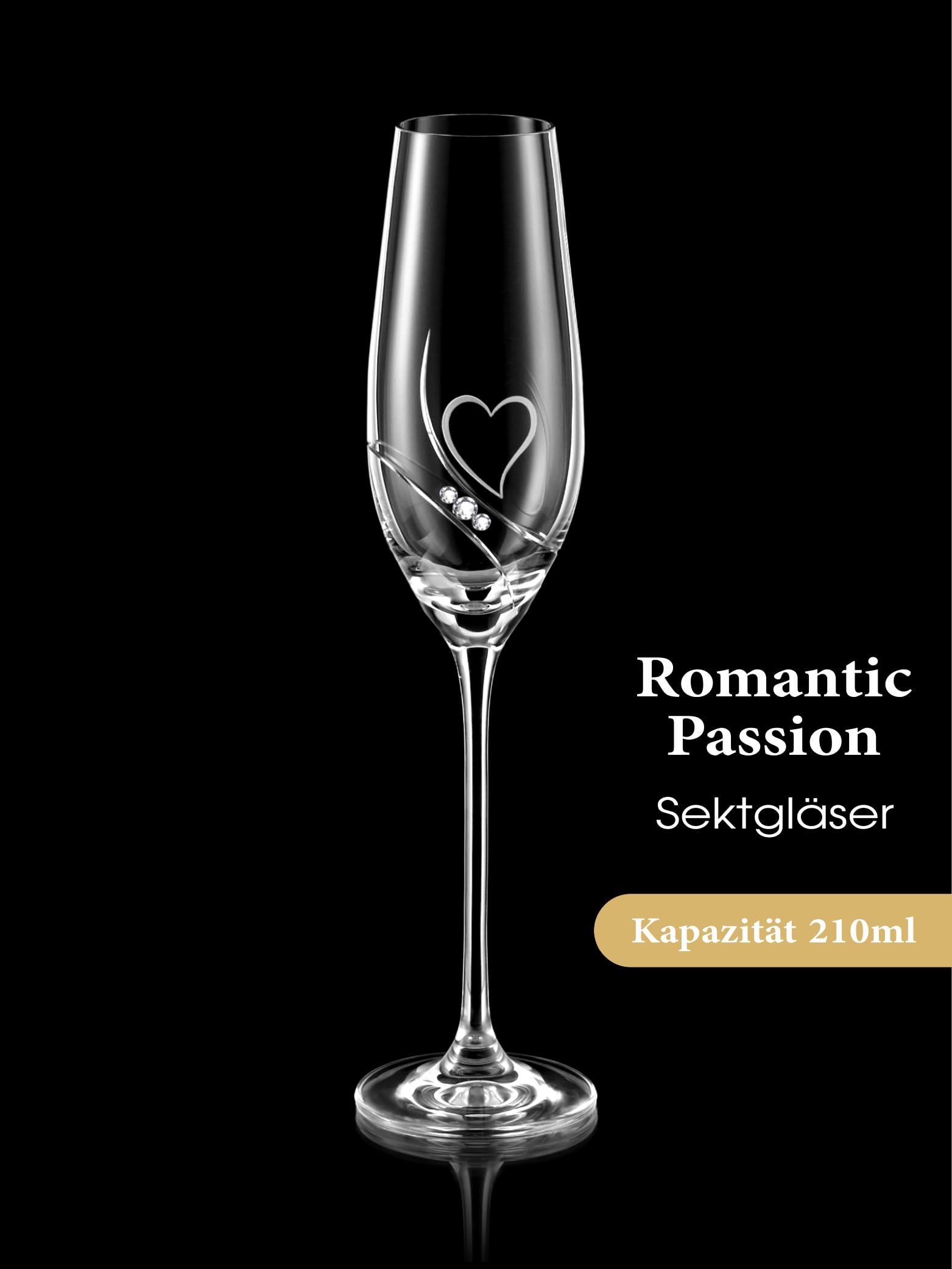 Champagnergläser mit Swarovski-Kristallen, Gravierte Herzen, Minimalistisches Design Hochzeitsgeschenke, Sektgläser Hochzeit, Sekt Gläser Set, Aperitifgläser für besondere Anlässe 1 Stck