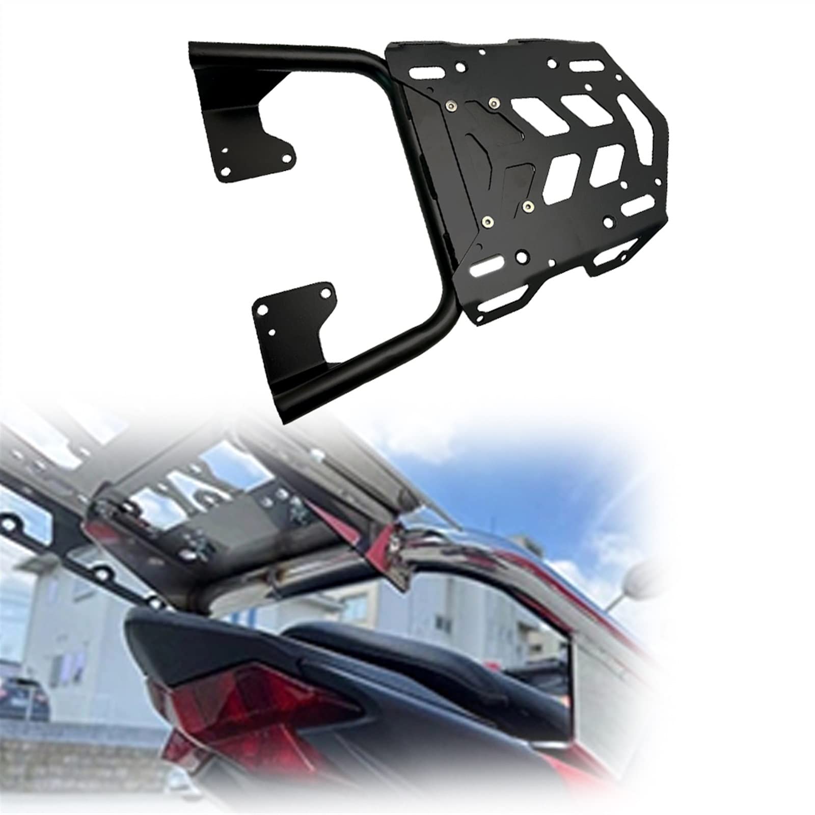 Support fixation boîte queue CB150X porte-bagages arrière moto rigide en acier - 8
