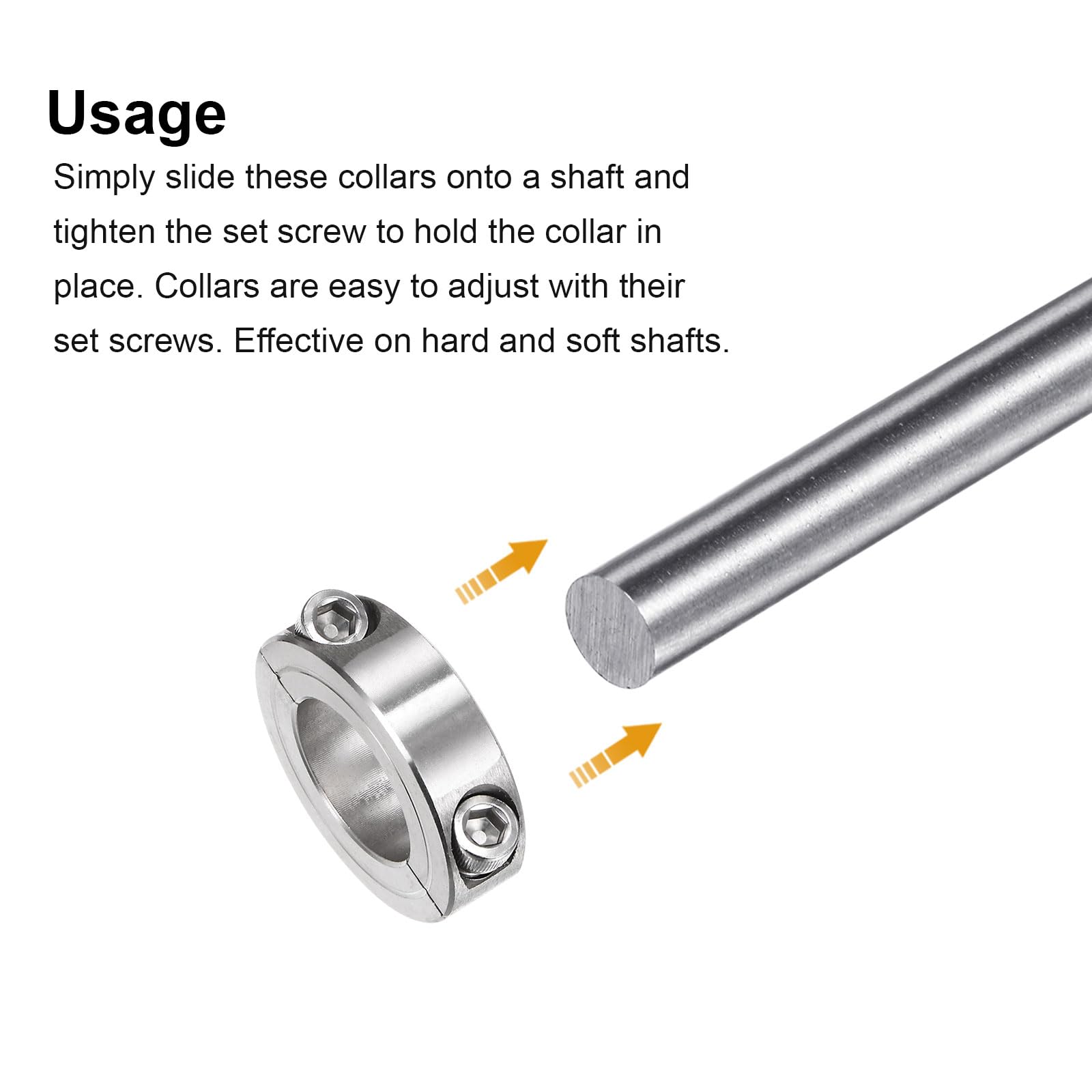 uxcell Double Split Clamp-On Shaft Collar for 1