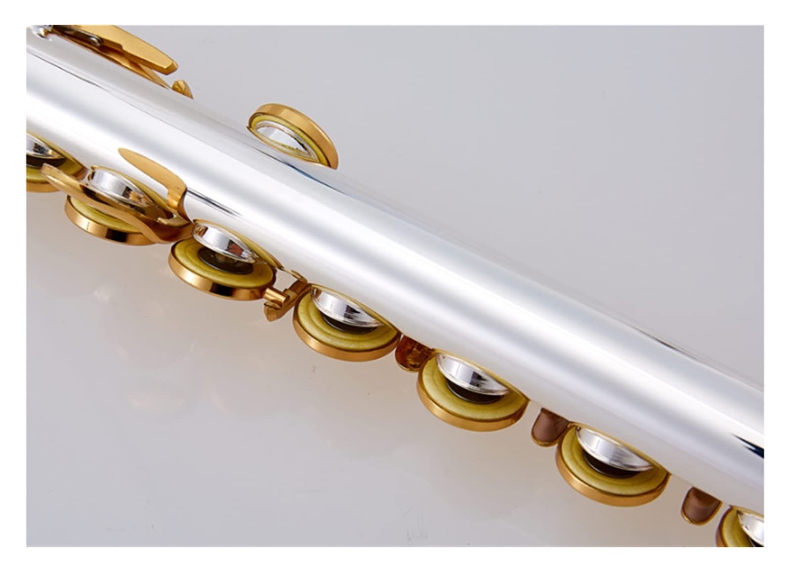 Coude 16 Trous Open-Hole C Key Flûte Instrument Corps en Argent Plaqué Or Kit Flûte traversière