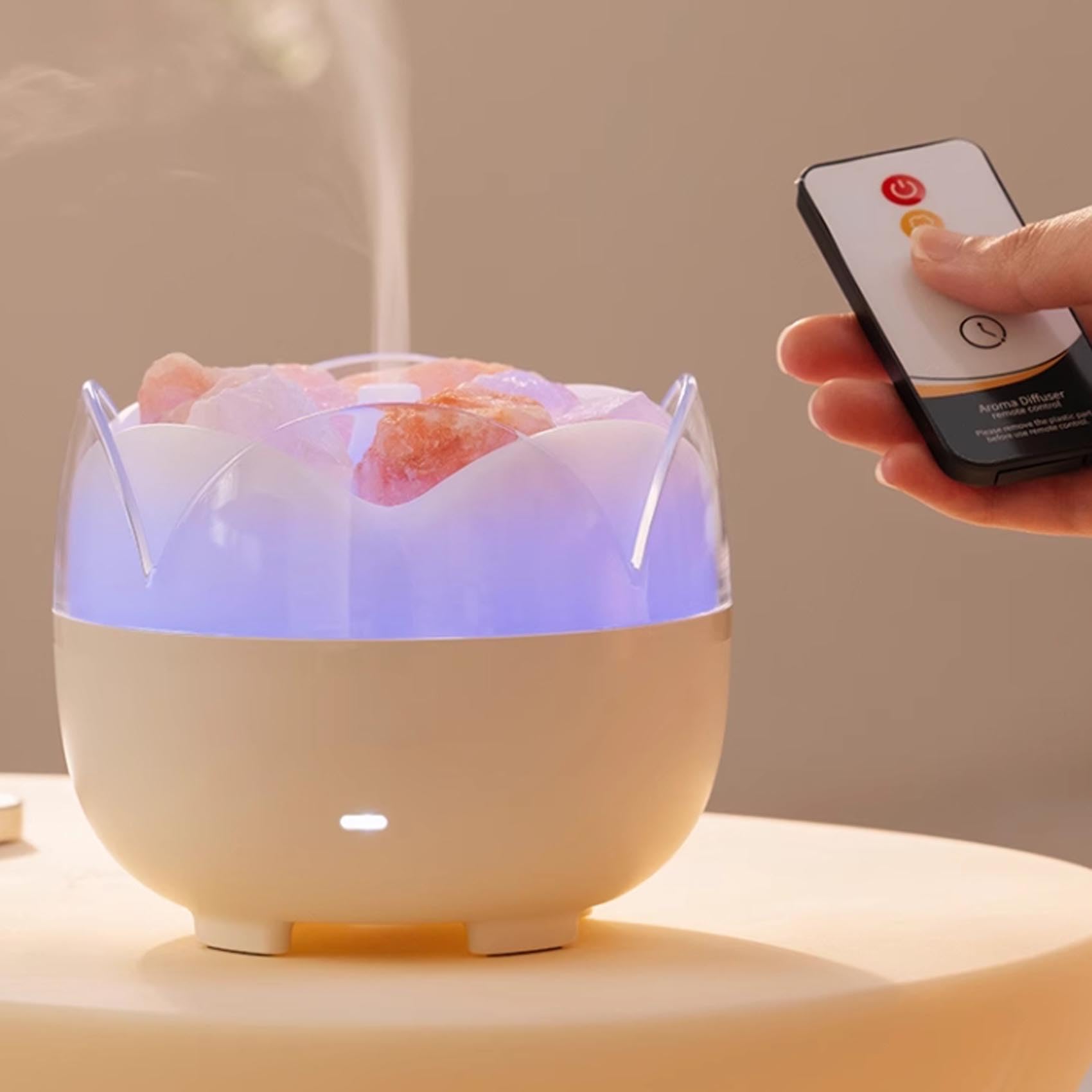 Diffusore per aromaterapia con sale e pietra, umidificatore d'aria, diffusore per aromaterapia silenzioso con protezione automatica spegnimento per casa, ufficio, camera da letto e palestra. (Oli