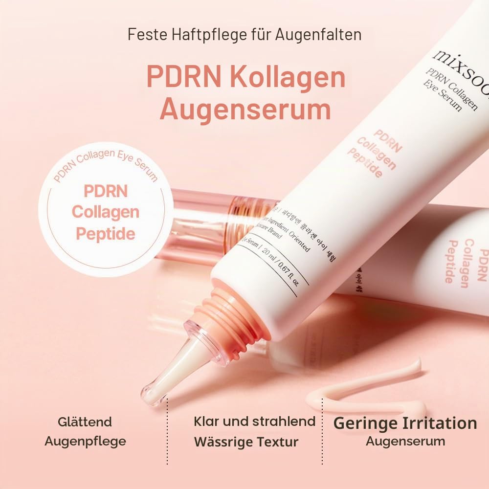 mixsoon PDRN Collagen Eye Serum - Rice-Derived PDRN for Lifting & Low-Molecular Collagen, Triple Peptide Complex for Refined Clarity & Luminous Elasticity, 20ml