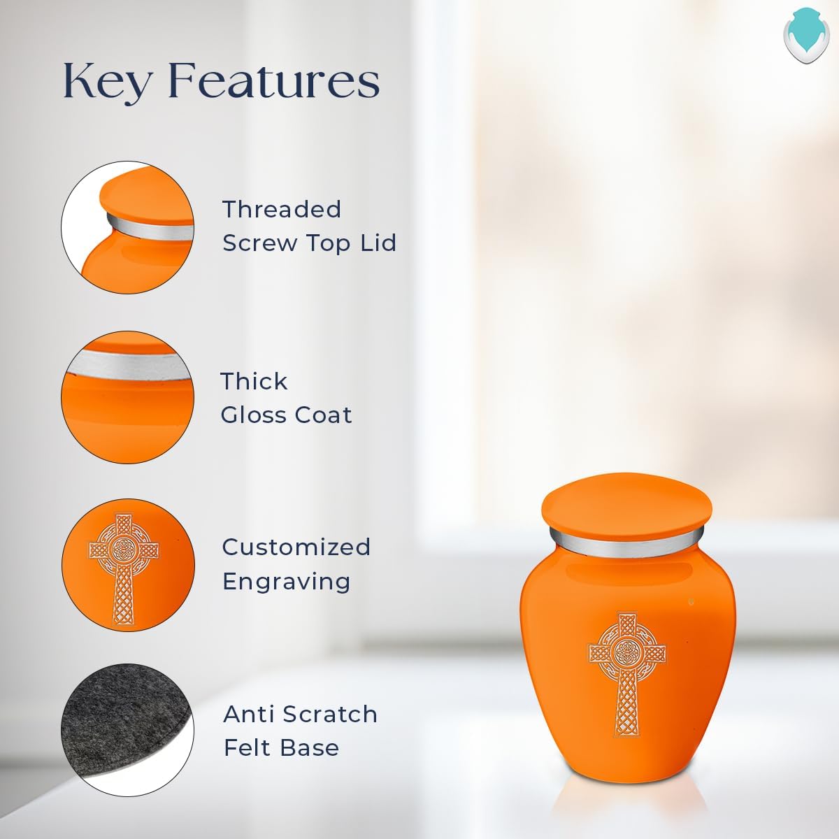 Geturns Embrace Keepsake Personalized Celtic Cross Cremation Urns for Human Ashes I Burnt Orange Funeral Urn for Men and Women with Double Side Engraving I 3.5 lbs