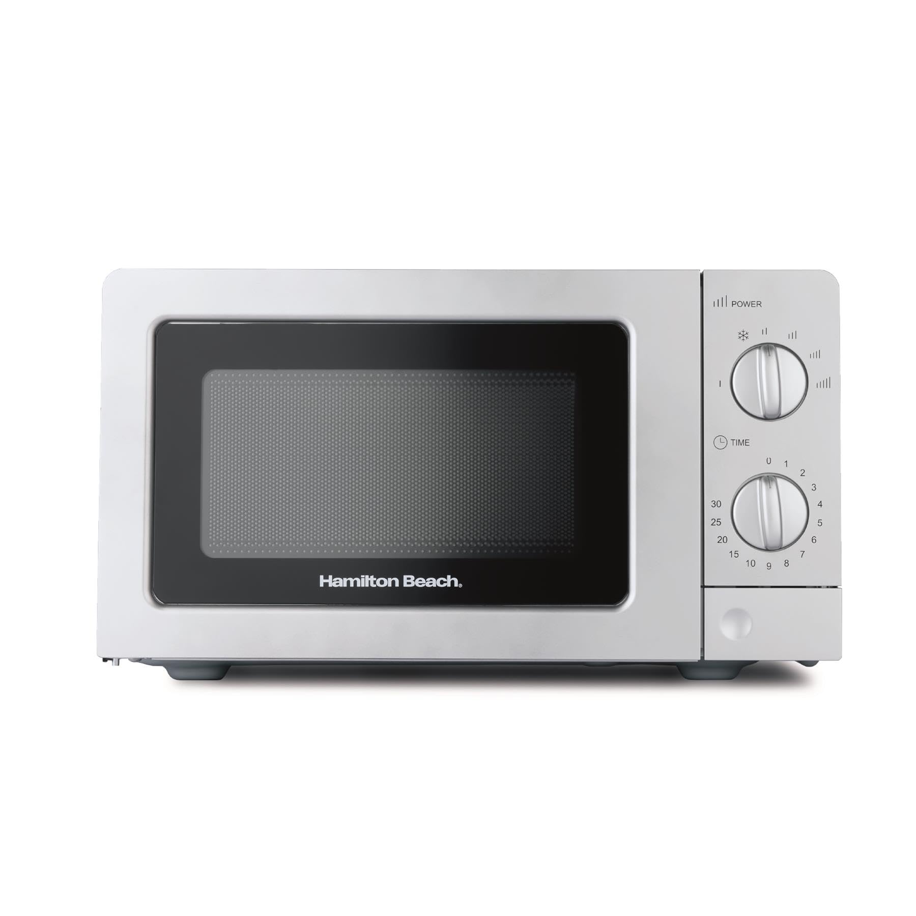 Hamilton Beach Microwave, 20L, 700W, Standard, Manual Controls, 6 Power Levels, Speedy Defrost, 30-Min Timer, Compact Design for Small Kitchens, Silver - HB70T20S