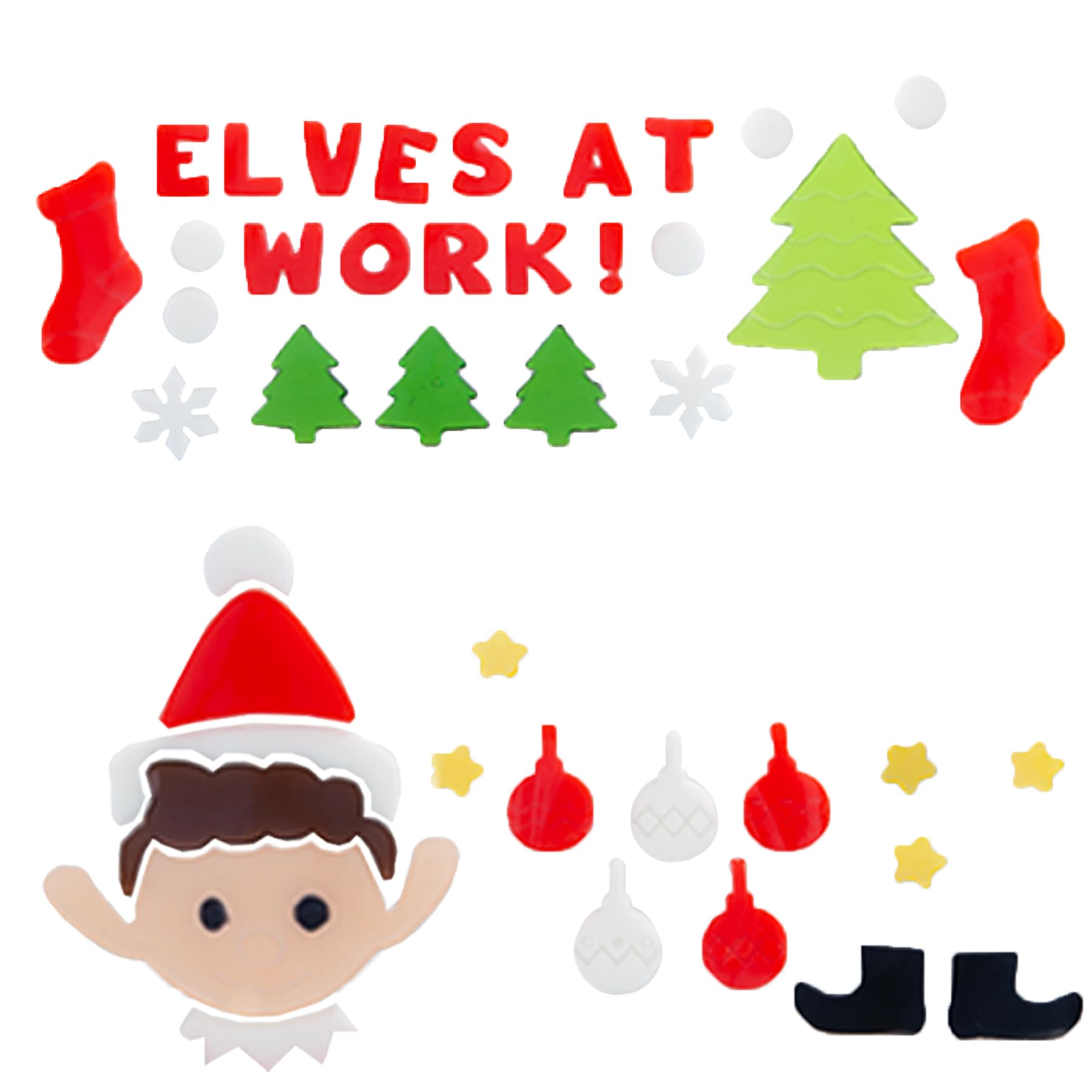Widdle Gifts Multicoloured Christmas Elf Gel Window Stickers Decoration Set Of 2 - Elves At Work