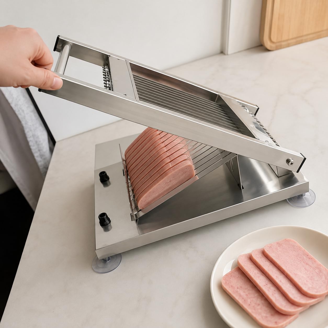 Sushi Rollschneider, manuelle 12-teilige Schneidemaschine mit Edelstahlklingen, 2-stufiges Sushi-Herstellungswerkzeug für Restaurant und Heimgebrauch
