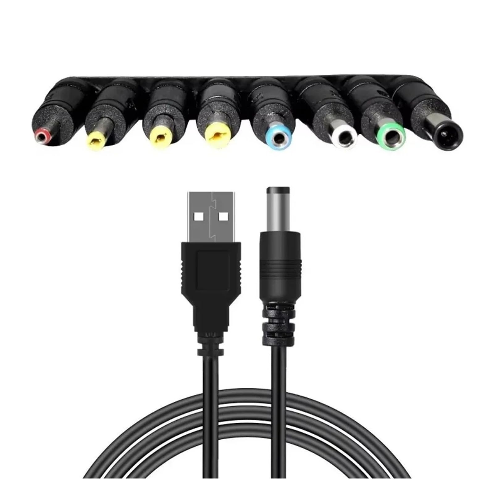 Câble de charge USB DC 5,5 x 2,1 mm 5 V 8 pointes connecteur universel