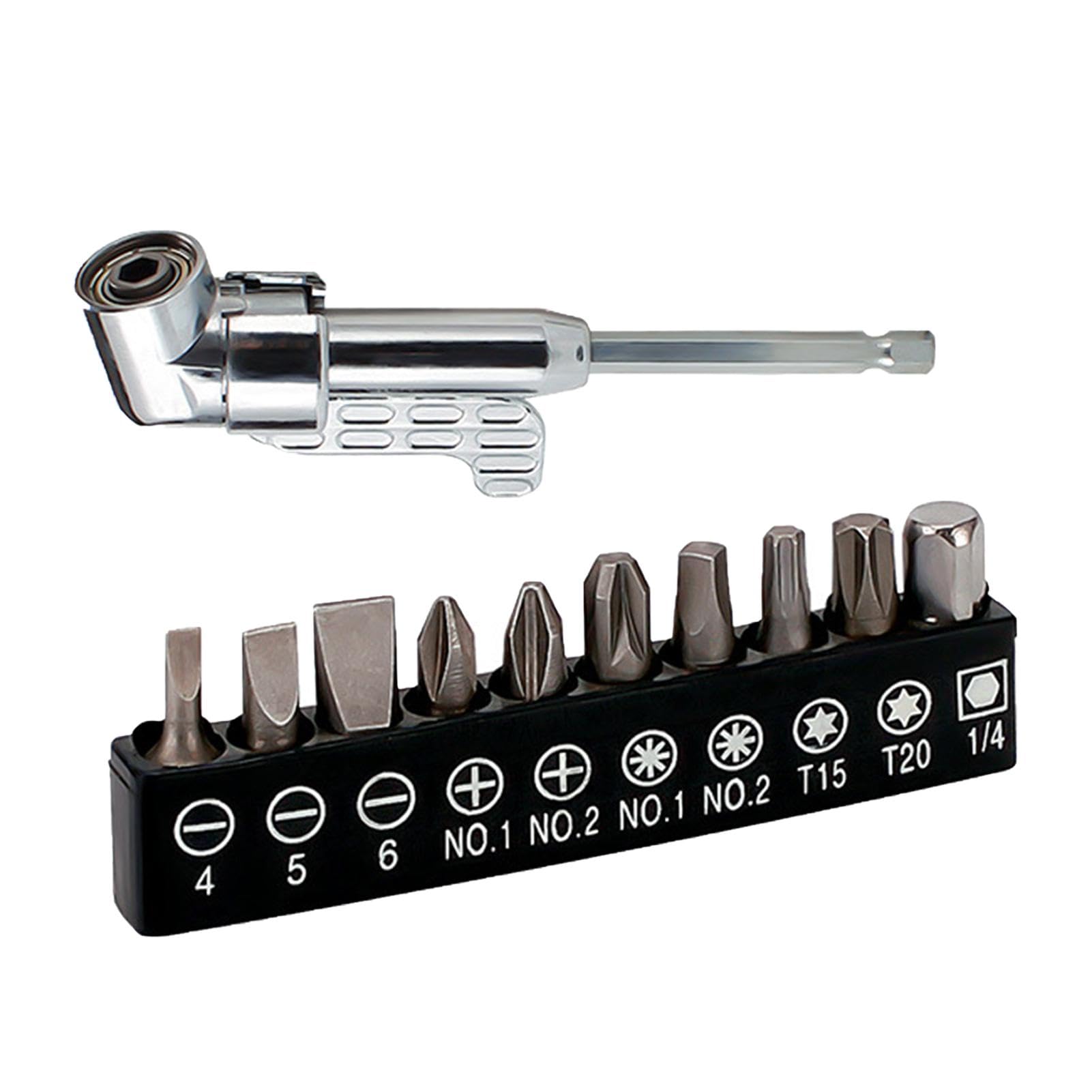 Cacciavite ad angolo retto, kit set di cacciaviti, Punta da trapano quadrata con attacco per trapano ad angolo retto, Utensili elettrici multifunzionali, attacchi per trapano per viti elicoidali, trap
