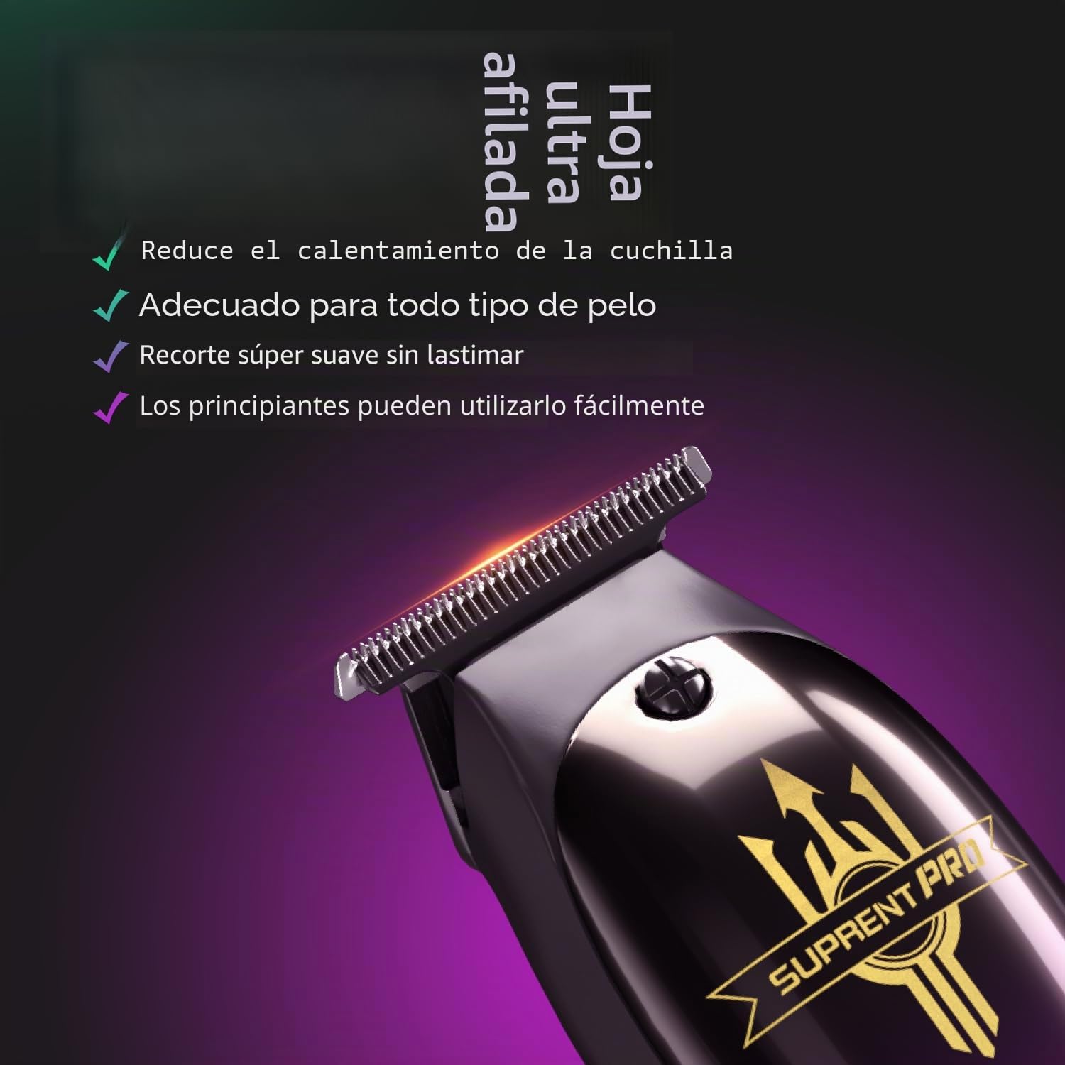 SUPRENT Pro - Cortacésped para hombre profesional – Recargable para el pelo – Cortacésped de hoja en T – Cero brecha corte preciso recortador inalámbrico – DIY personalizable