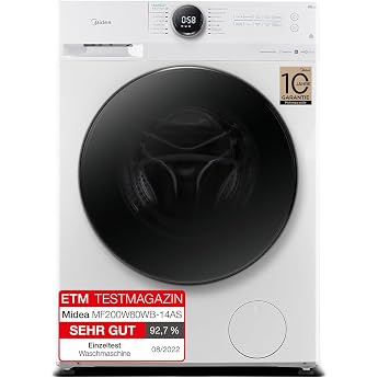 Midea MF200W80WB-14AS Washing Machine 8 kg Energy Efficiency Class A White [Energy Class A]