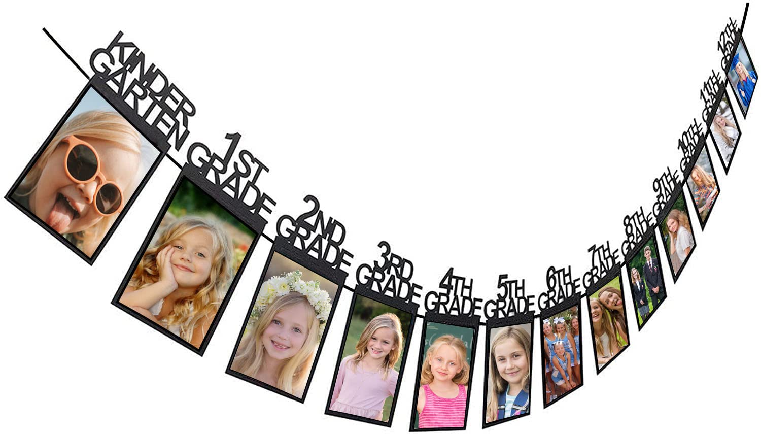 Photo 1 of 5x7 Graduation Photo Banner for Graduation Decorations Class of 2023 Grad Party Decorations, K-12 Picture Banner Senior 2023 Decor for High School Graduation Party Supplies SG080BK Black(5×7 in)