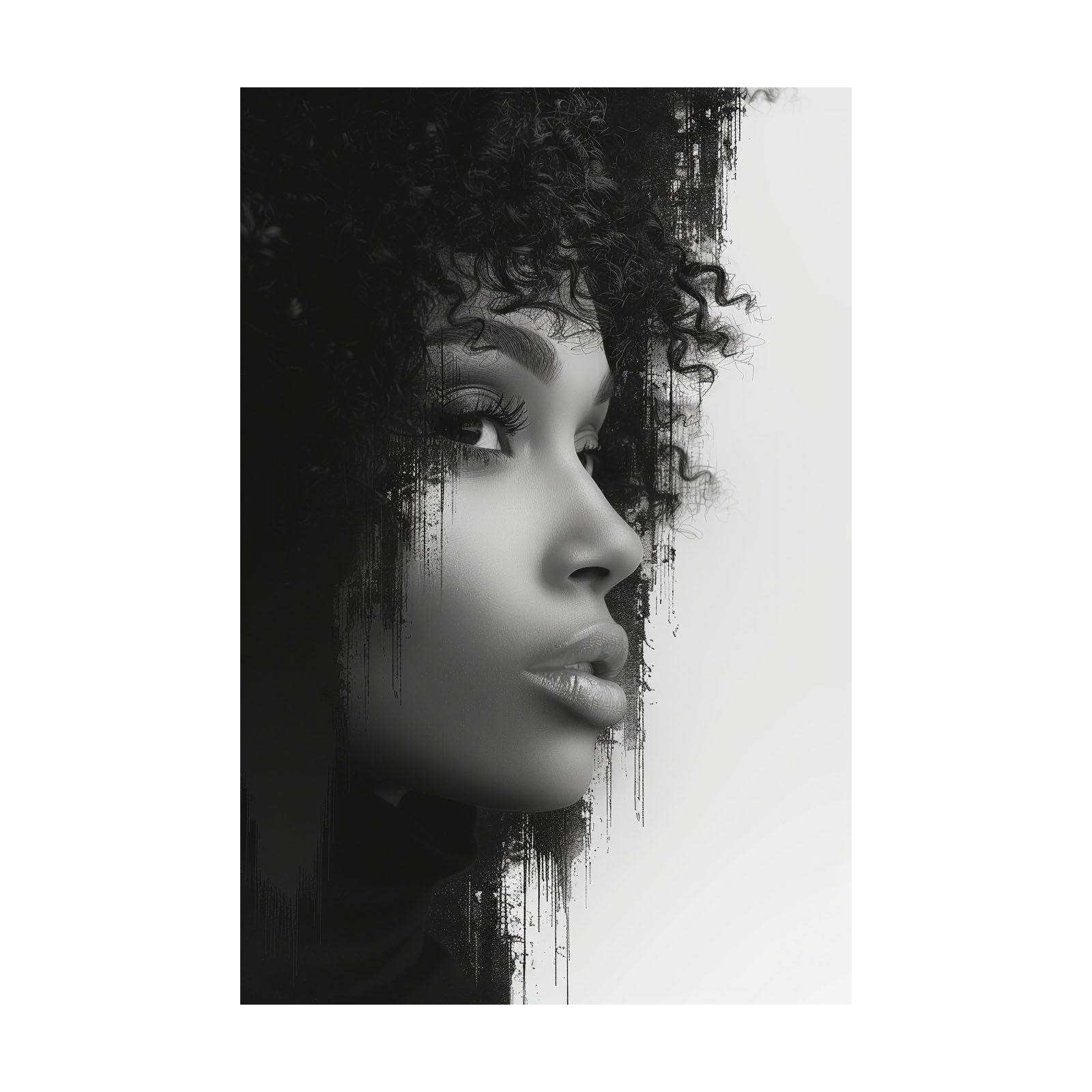 TERUEA Funny Bathroom Wall Art Print Black and White Woman Portrait Vintage Humor Wall Art Poster for Bathroom Toilet Decor(Black)-70x100cm Unframed
