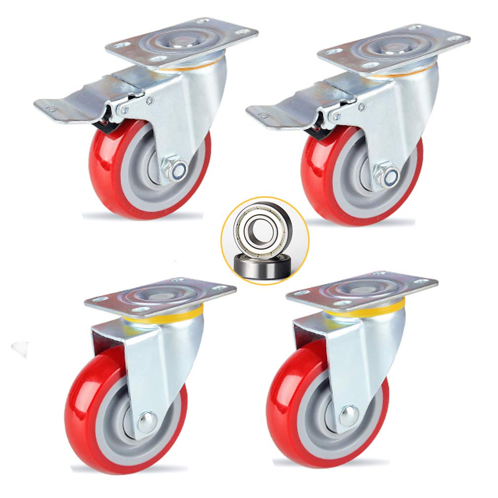 Roulettes pivotantes de 3 4 5 pouces pour meubles charge lourde avec plaque fixe