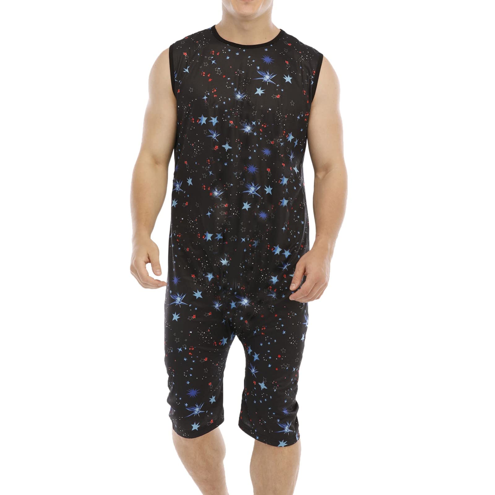 Men's Sleeveless Jumpsuit Onesie T-Shirt Shorts Summer Jumpsuit Pyjama Hoodie Jogging Suit Men Pyjamas One Piece Summer Jumpsuit Sleepwear 2023