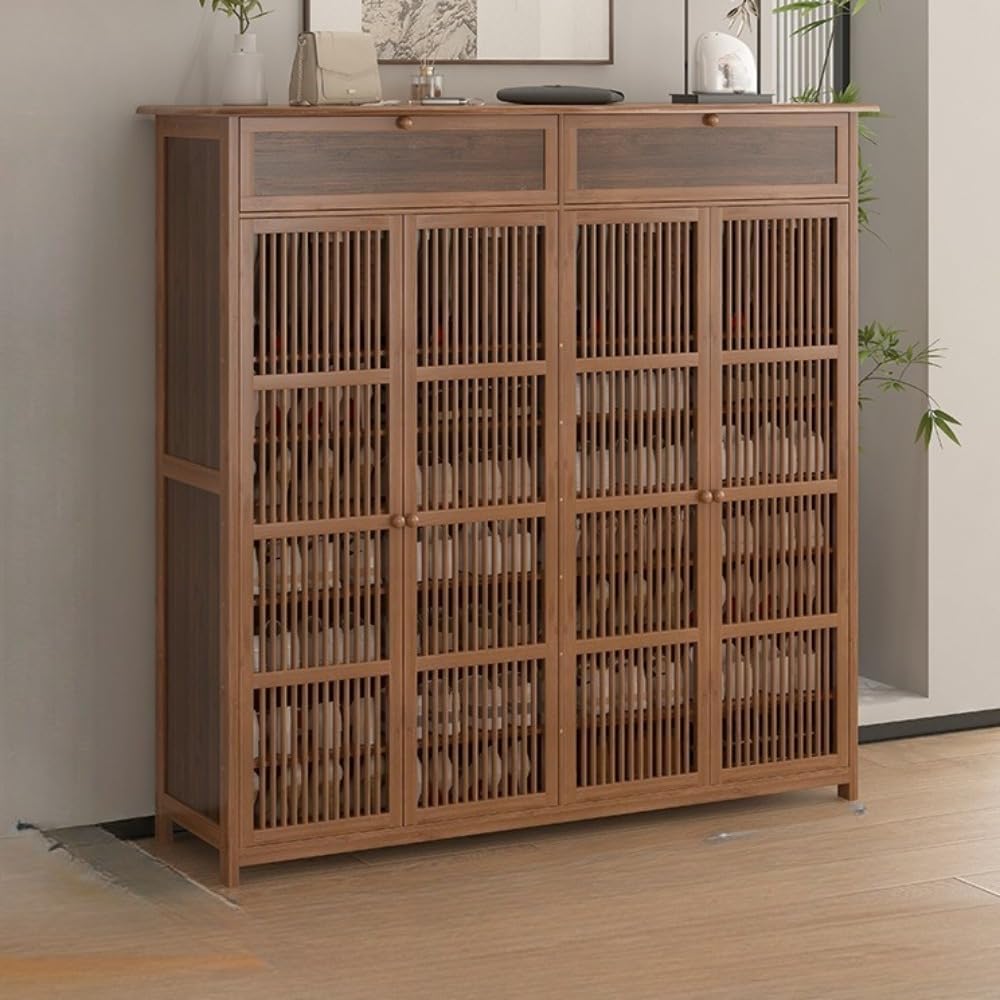 Emidor シューズキャビネット、大型シューズボックス 木製玄関