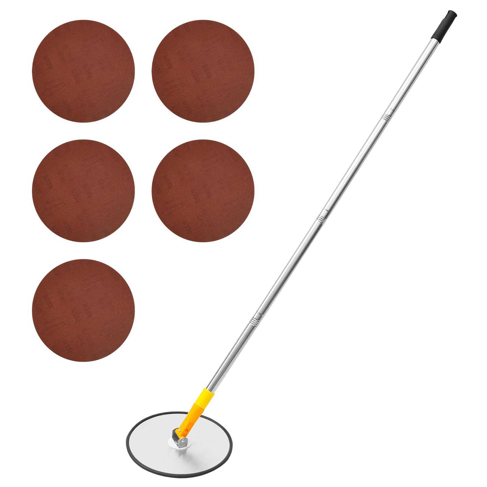 Stainless Steel Drywall Pole Sander with Extension Rod Rotate 360° Polishing Sanding Tool Labor Saving Wall Sander for Ceiling 120 180 240 320 Grit