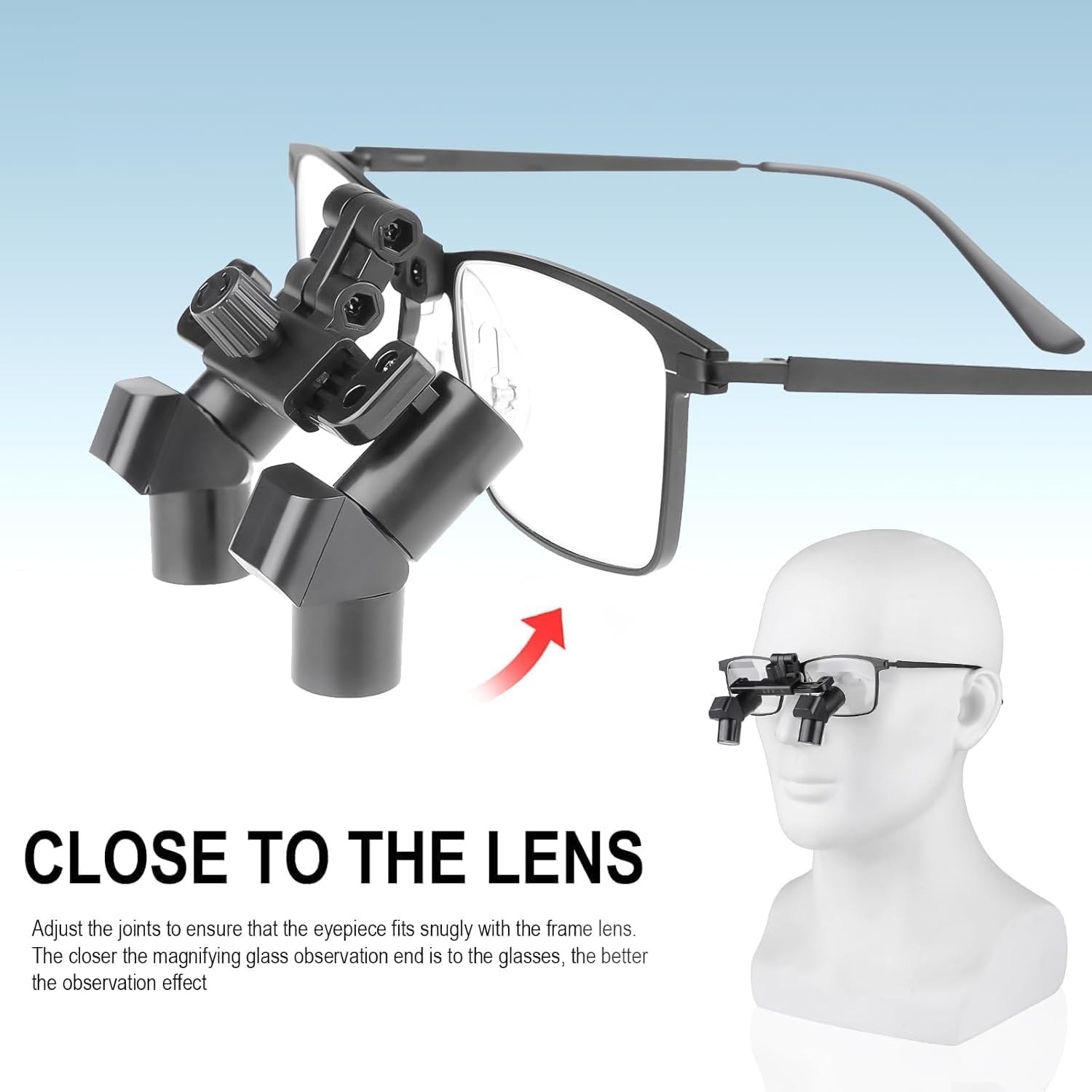 3.5X Flip-up Ergo Prisma Loupe Lupe Titan Rahmen, ergonomisches Design, mit Aluminiumbox, verstellbare Zwischenpupillen und Winkelbetracht (Working Distance 440-540m)