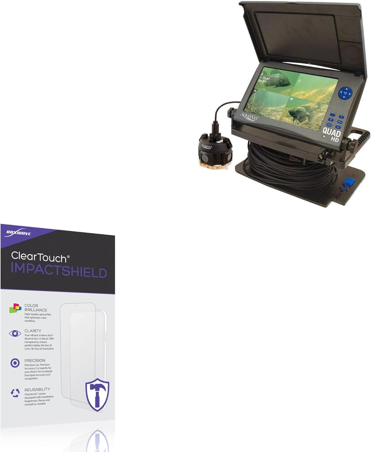 BoxWave Screen Protector Compatible with Aqua-Vu Quad HD - ClearTouch ImpactShield (2-Pack), Impenetrable Screen Protector Flexible Film