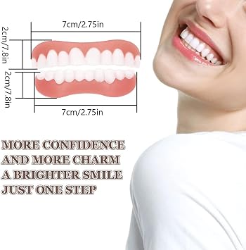 Wttfc Clip in Veneers Teeth, 2 Pairs Fake Teeth Veneers, Instant Veneers Dentures, Adjustable Snap on Dentures, Snap on Veneers False Teeth for Women and Men Teeth Whitening Cover Imperfect Teeth