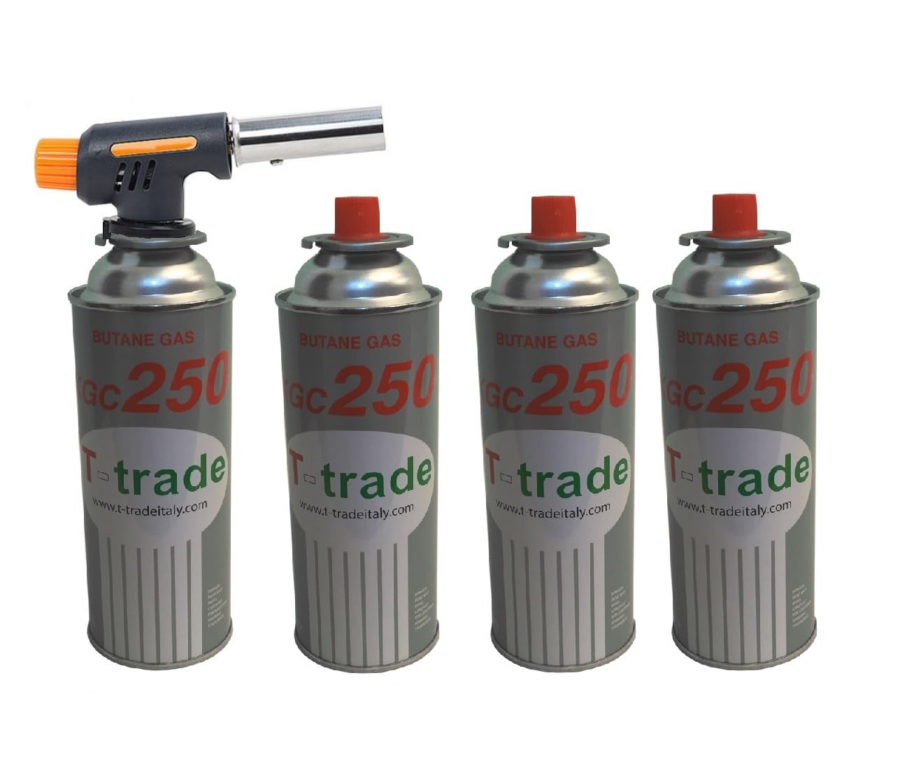 CANNELLO Mini BRUCIATORE Torcia Saldatore Gas Fiamma OSSIDRICA + 4 CARTUCCE A Gas da 250 GR Inclusa