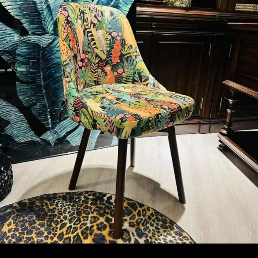 Amazon｜【Russel】ダイニング チェア 回転式 花柄 フローラル 木製