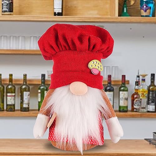 Miniatura 2 de 2 gnomos de Navidad, hechos a mano, de punto navideño, de pie, elfo, chef, decoración de elfo, peluche sueco, figura de muñeca de mesa para
