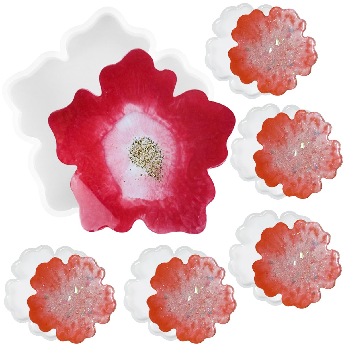 Amazon.com: 6 PCS Flower Silicone Resin Molds Large Resin Tray