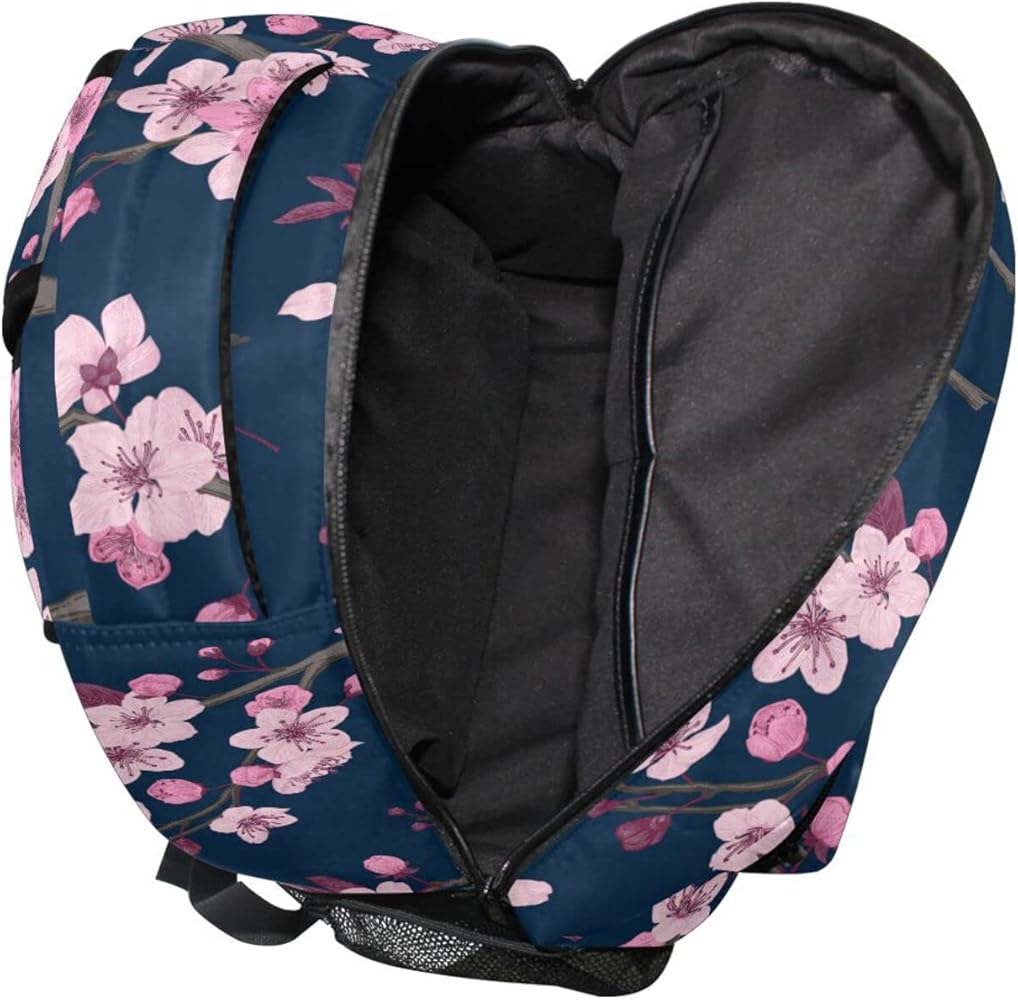 Amazon.com: ALAZA Pink Cherry Blossom Flower Flroal Navy Blue