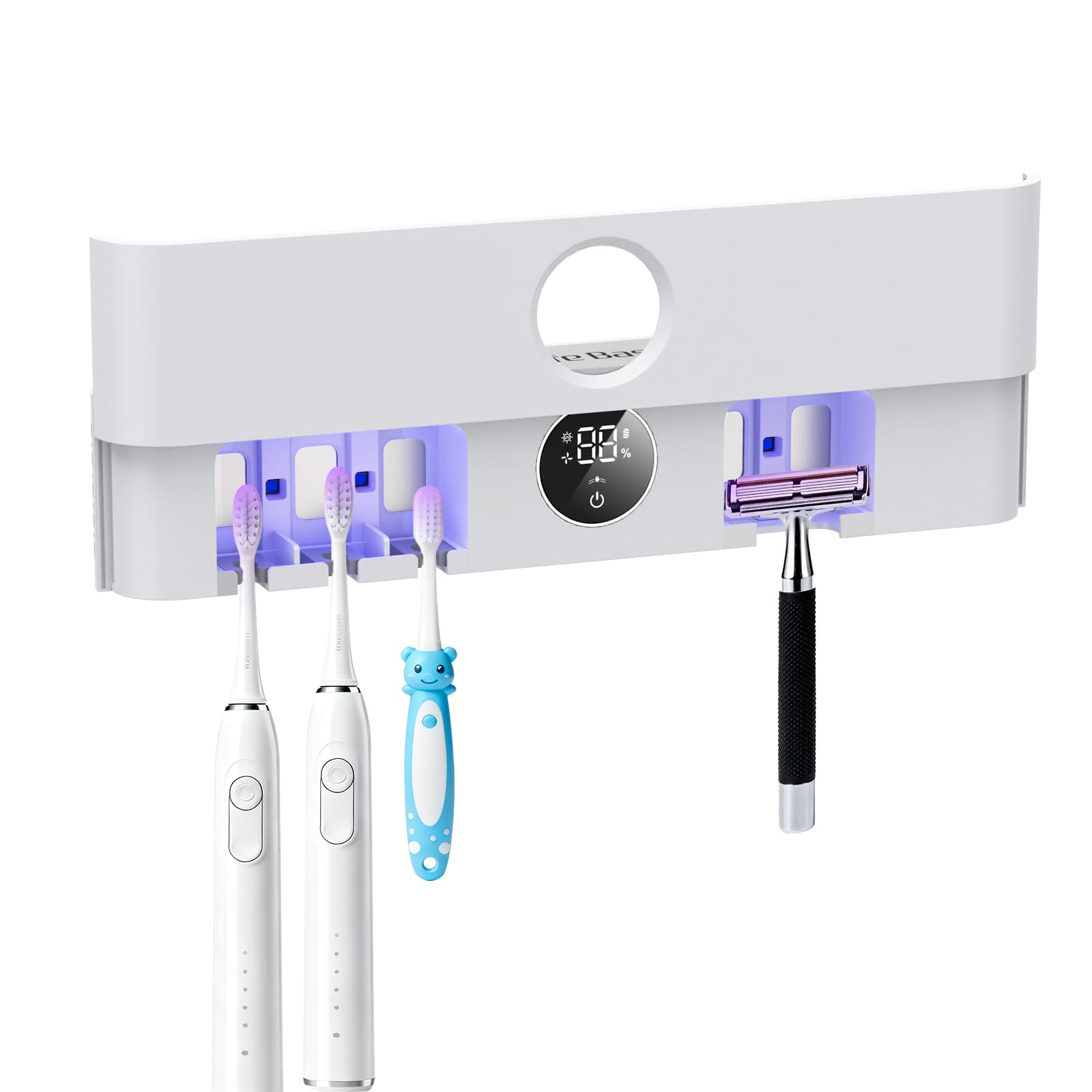 LifeBasis UV-Sanitizer de Cepillos de Dientes con Pantalla LED, Sensor de Infrarrojos, Soporte para Cepillo de Dientes para Desinfección UV y Secado, Cepillo de Dientes Eléctrico de Pared, Recargable