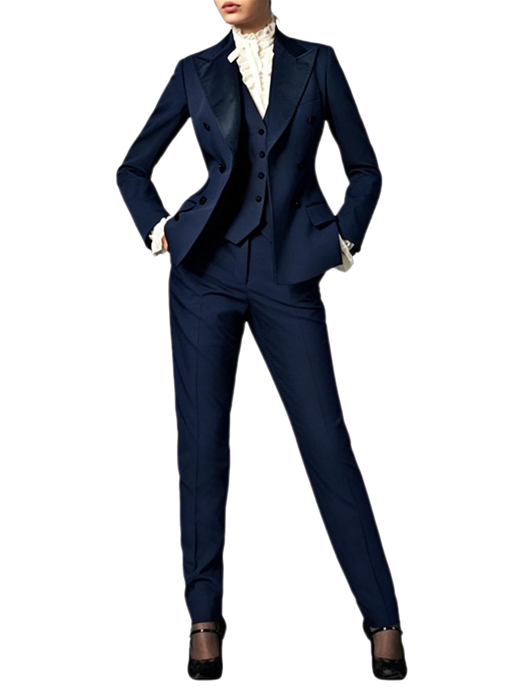 Ulnomio Damen Dreiteiliger Anzug Einreihig Knopf Business Arbeit Büro Dame Jacke Weste Hose Set