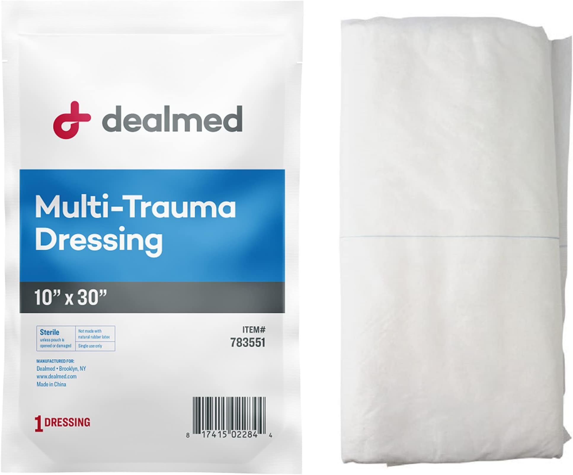 Multi Trauma Dressing | Sterile Oversize Pad for Wound Absorption, Protection and Cushioning (10" x 30", Pack of 1)