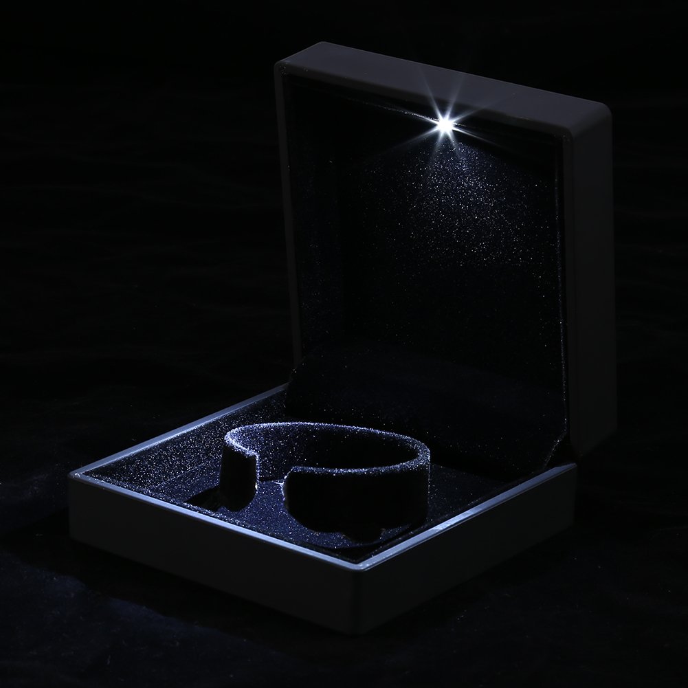 Greensen LED Light Jewelry Box with Rubber Cover, Plush Interior and Built in LED Light, Storage Box for Rings, Pendants, Bracelets and Necklaces (Bracelet Box)