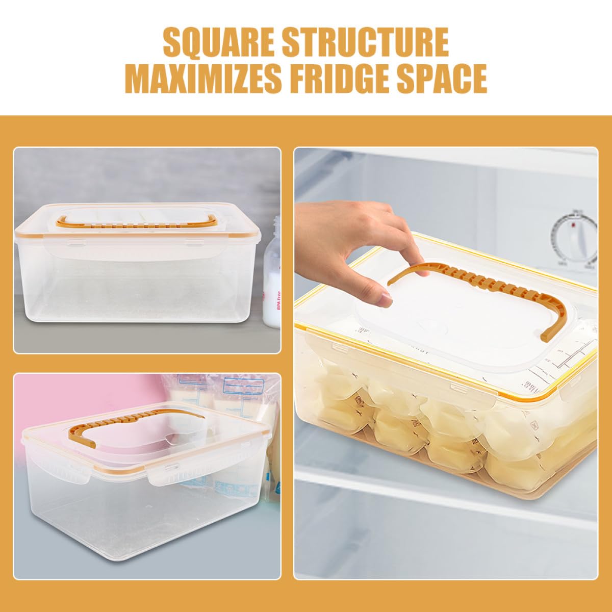 2 Stück Muttermilch Aufbewahrungsbox Quadratisch Bpa Frei mit Auslaufschutz Gefrierschrank Organizer für Muttermilchbeutel Wiederverwendbarer Kühlschrankbehälter für Stillzubehör