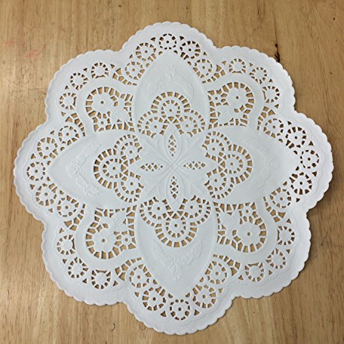 PEPPERLONELY 12 Inch White French Lace Paper Doilies 50 Count