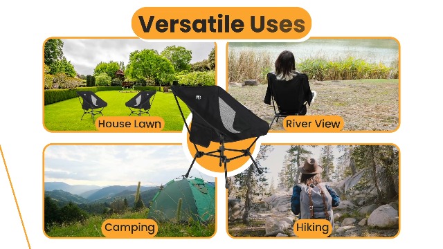 Amazon.com : D-LO Ultralight Camping Chair - Black - Upgraded Dual