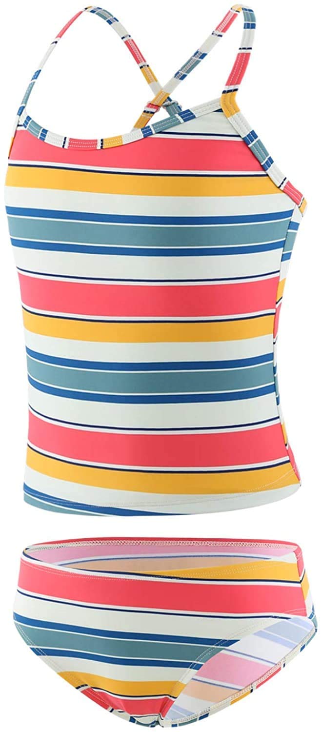 Girls Two Piece Tankini Swimsuits Hawaiian Ruffle Bathing Suit Summer Beach Swimwear Set