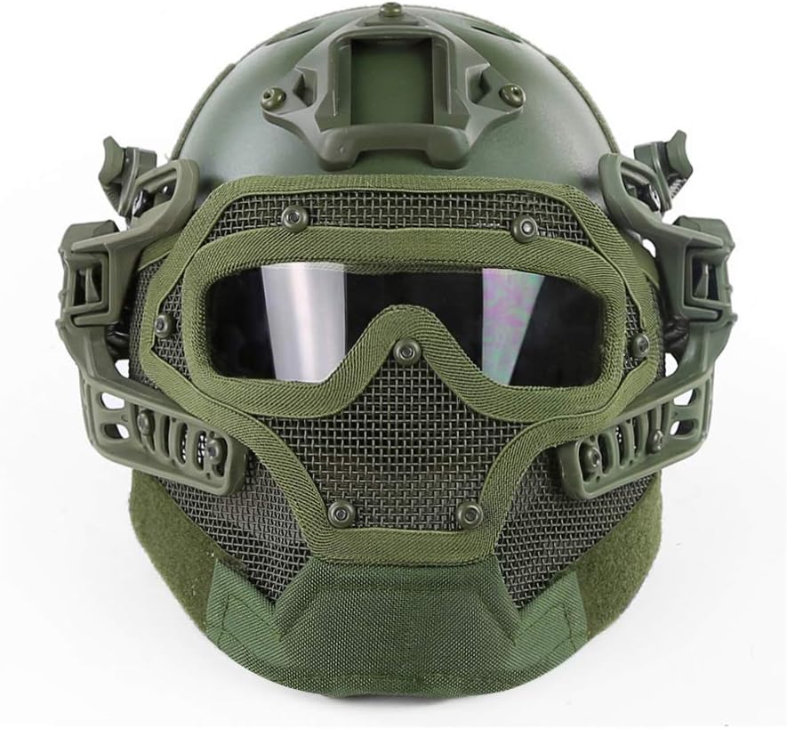 Tactical Helmet Full-Covered Protective Mesh Mask with Goggle Military Paintball Airsoft Shooting Games