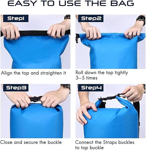 Miniatura 2 de Bolsa seca impermeable, mochila de almacenamiento seca ligera con parte superior enrollable, natación, canotaje, kayak, campamento, playa (azul 15