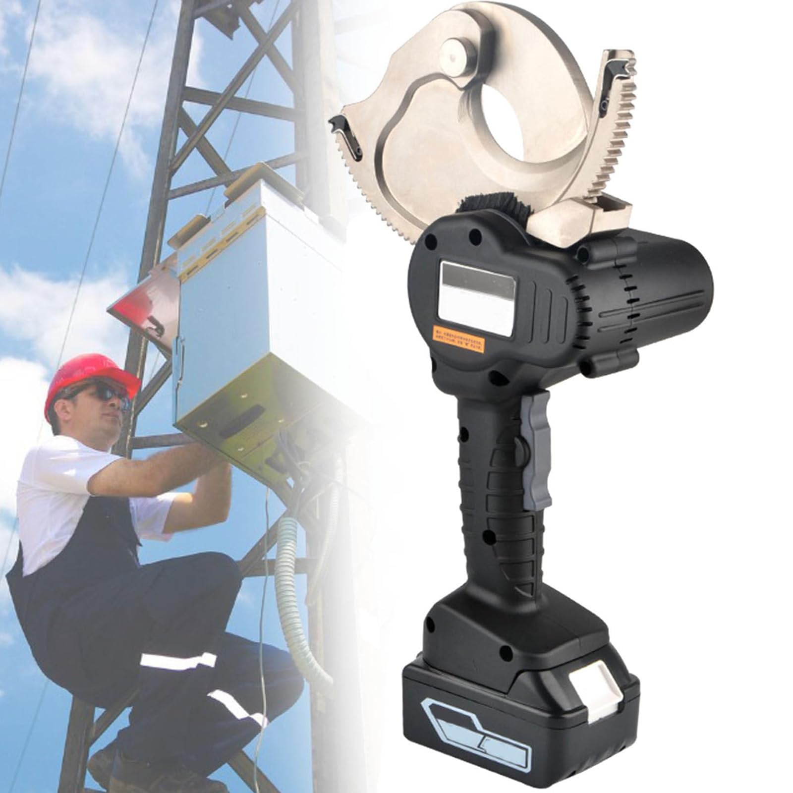 Cordless Hydraulic Cable Cutter - Electric Ratchet Cable Cutter for Φ50/65/75mm Cu/Al Cable & Armoured Cable, Battery Operated Wire Cutting Tool with 18V Lithium Battery 65M