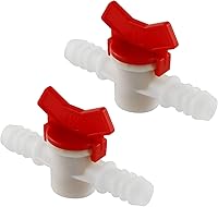 DGZZI 2-Pack 1/2-Inch Barbed Ball Valve Shut-Off for Drip Irrigation, Aquariums & Hose Lines - Durable White Polypropylene