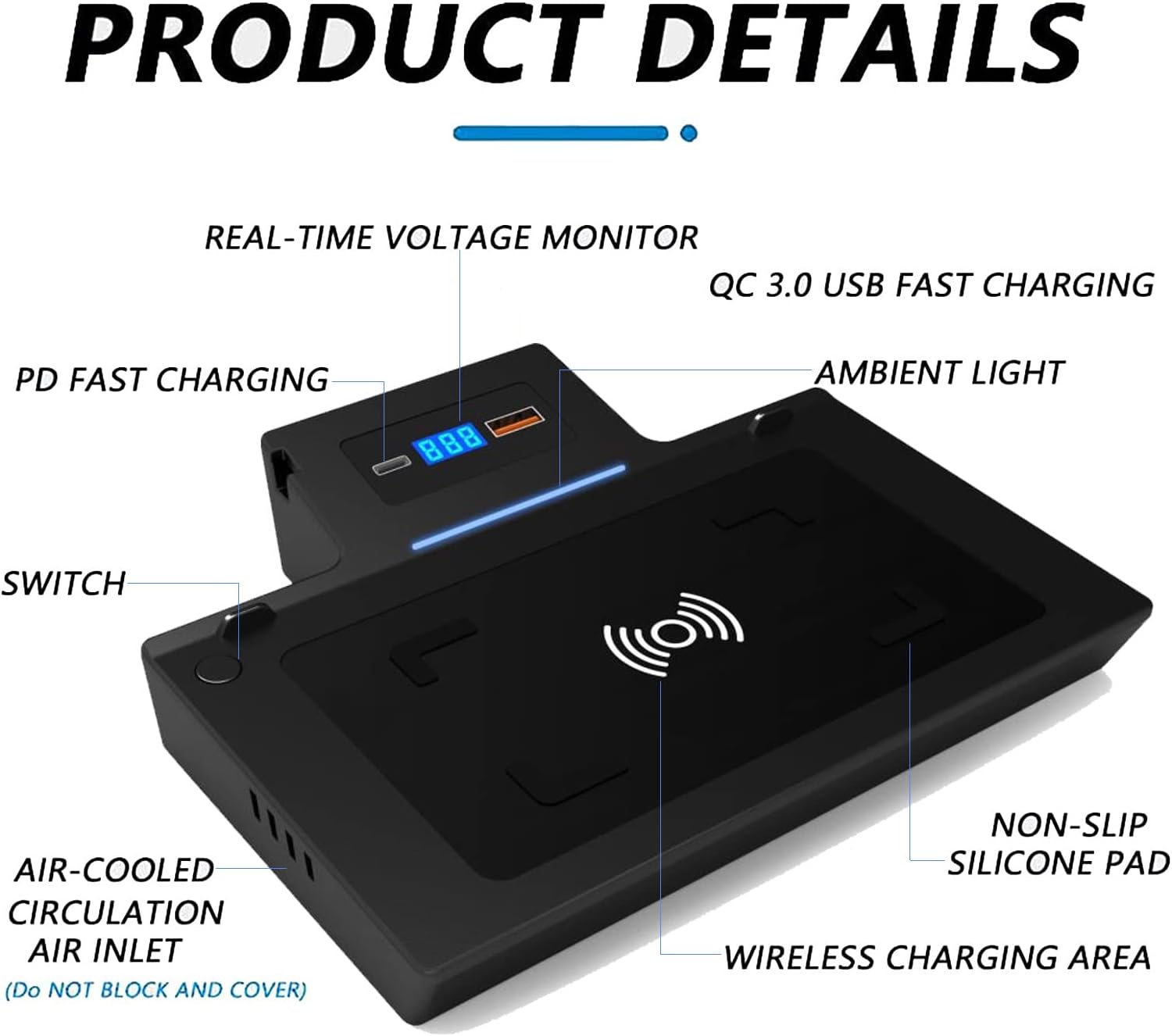 upgrade wireless car charger compatible with mercedes benz a class gla glb 2019 2020 2021 2022 console accessory panel15w fast charging support orig