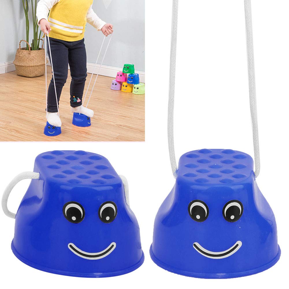 Échasses d'équilibrage pour enfants, 2 paires d'échasses de marche en plastique pour enfants Monster Feet Jouets avec corde réglable Cadeaux pour l'équilibre et la coordination, la force(Bleu)