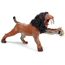 Long Toothed Tiger Figurine Solid Smilodon Figure Open Mouth Long-Fanged Prehistoric Tiger Figure
