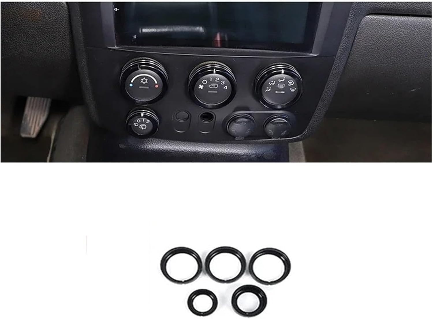 Compatible with 2005-2009 Hummer H3 Central Control Knob Ring Central Air Conditioner Volume Adjustment Aluminum Alloy Silver(Black)
